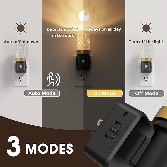 L LOHAS LED Motion Sensor Night Light, Motion Activated Night Lights Plug into Wall, 0-100LM Dimmable Nightlight, 180°Rotatable Plug in Night Light, 1W LED Bubble Nightlights for Bathroom Adults