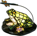Bieye L12014 Frog Table Lamp Tiffany Style Stained Glass Accent Night Light for Home Décor Nursery Bedside (Staring at Dragonfly)
