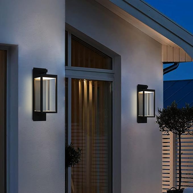 Outdoor Wall Lantern LED Front Porch Light for Garage House IP54 Waterproof Exterior Light Fixture Wall Mount Sconce with Glass,13W 750LM