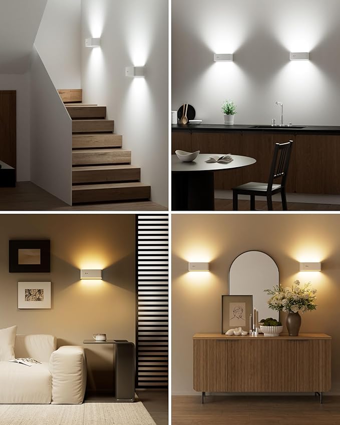 Motion Sensor Wall Sconce Indoor, Cordless Wall Lamp LED Wall Sconces Rechargeable Lamp, Remote Control, 8000mAh Battery Operated Wall Lights Brightness Adjustable for for Stair Closet Bedroom Hallway