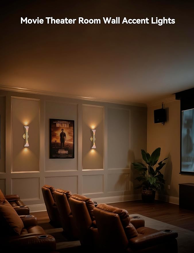 Tubicen Gold Wall Sconce Dimmable Mid Century Modern Sconces 15.7" H Large Up and Down Wall Lights for Living Room Movie Theater Lights for Wall Lamps for Bedroom Hardwired