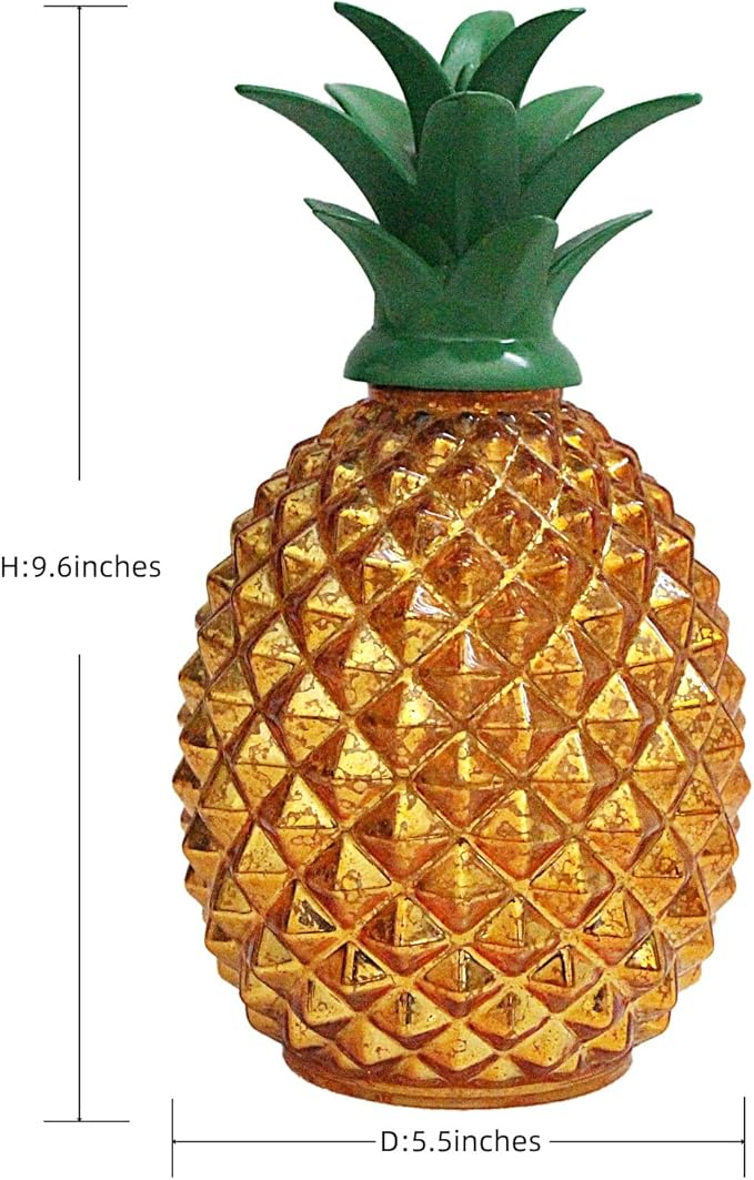Mercury Glass Pineapple Lamp with Timer, Pineapple Fairy Lights,Glass Table lamp,Battery Operated Led Night Light for Kids Room,Bedroom,Home Decoration (Gold)