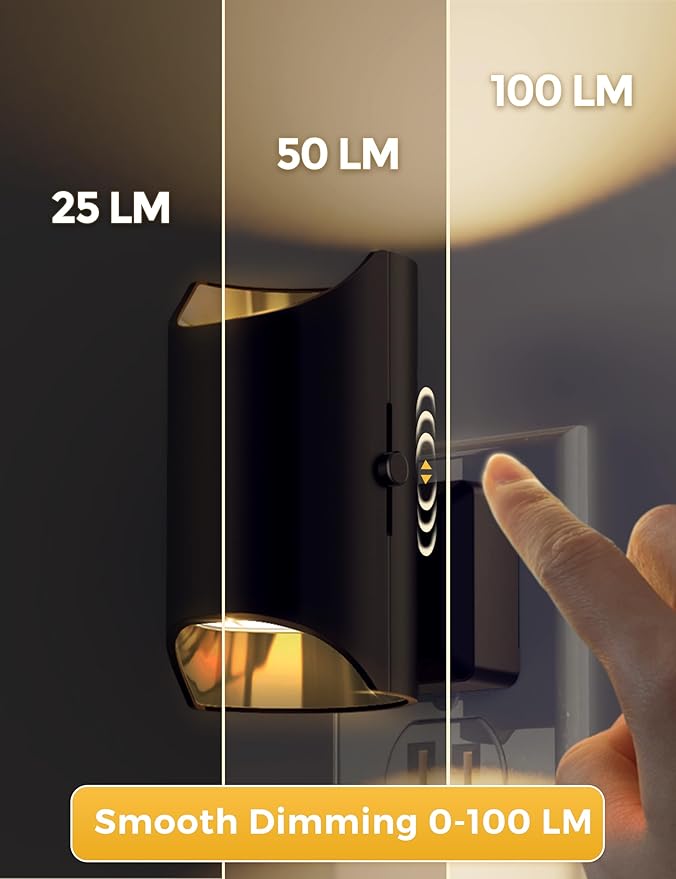 L LOHAS LED Night Light, Dimmable Night Lights Plug into Wall, Dusk to Dawn Sensor, Soft White 3000K, 0-100LM, Plug In Night Light, Modern Nightlights for Hallway Bedroom Stairway Bathroom, 2 Pack