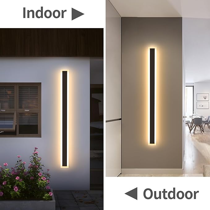 92.5inch 2 Pack Modern Outdoor Wall Lights LED 3000K Outdoor Wall Sconce IP65 Waterproof Black Exterior Garage Lights for Garden Patio