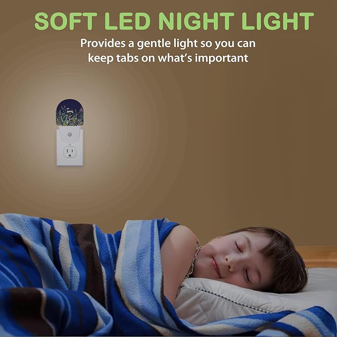 Herbs Wild Flowers Night Light,Plug into Wall Nightlights with Dusk to Dawn Light Sensors,Nightlights for Bedroom/Bathroom/Hallway/Kitchen,Nightlight for Boys Girls Women Men