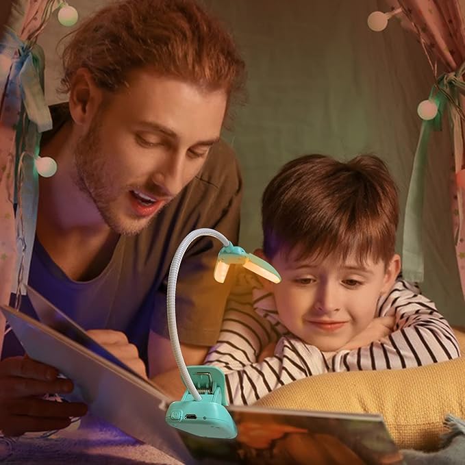 Vekkia 14 LED Rechargeable Book Light for Reading at Night, Eye-Care Reading Light for Books in Bed, 180° Adjustable, Clip on Lamp, 3 Color Temperatures, Lightweight, Present for Reader