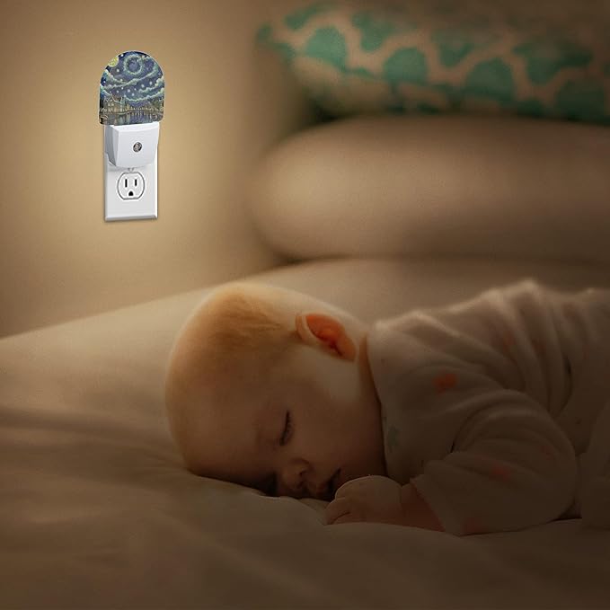 Night Light,Amsterdam at Night Night Lights Plug Into Wall with Dusk to Dawn Sensor for Bedroom Bathroom and Living Room for Women/Girls Gift