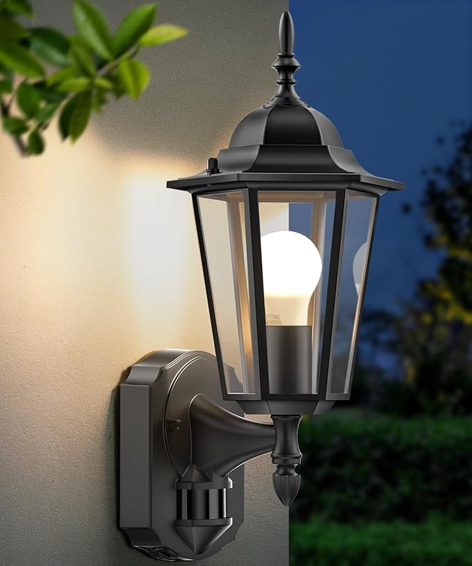 Lamomo Motion Sensor Outdoor Lights, Upgrade Dusk to Dawn Exterior Light Fixture Wall Mounted, 100% Anti-Rust Aluminum Waterproof Porch Lights for Patio Front Door Garage