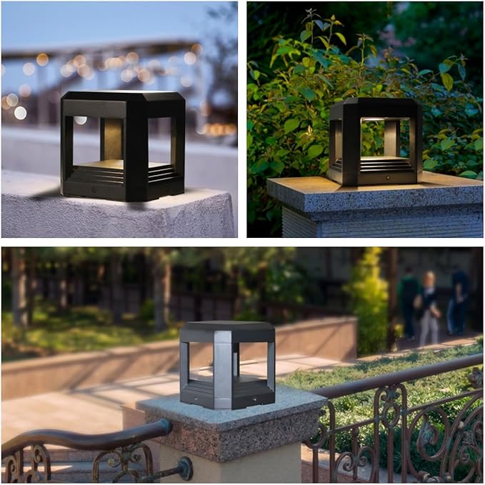 Outdoor Post Lights for Deck, Fence, and Yard - 5.94“ Hard Wired 120V Outdoor Column Lights, 13W 3000K LED Pillar Lights Outdoor for Garden Driveway Patio - ETL Listed Modern Exterior Lighting