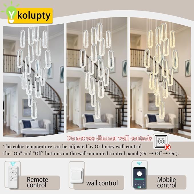H138 LED Crystal Chandelier, Contemporary Chandeliers Large Pendant Light for High Ceiling Silver