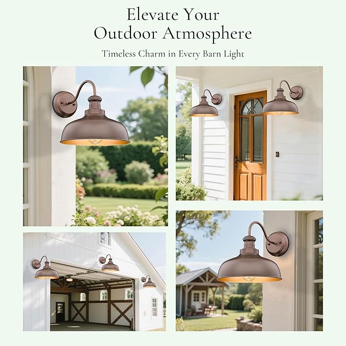 Outdoor Farmhouse Barn Light, Outside Wall Sconce, Weather Resistant Anti-Rust Farmhouse Exterior Wall Light, Outdoor Lantern Lamp for Porch, Garage, Patio, Entryway(Oil-Rubbed Bronze, 6 Pack)
