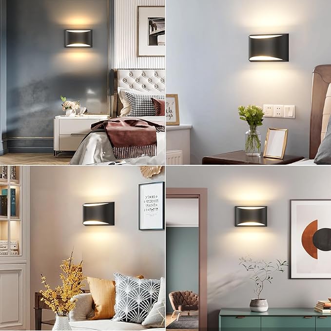 Aipsun 4 Pack Black Modern LED Wall Sconce Hardwired Indoor Wall Lights Up and Down Wall Mount Light for Living Room Bedroom Hallway Corridor Conservatory Warm White 3000K(with G9 Bulbs)