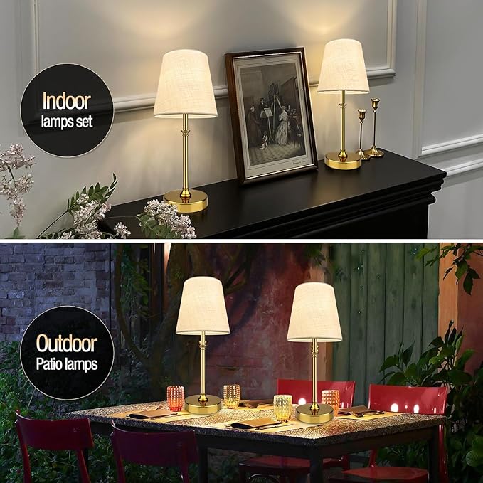 BLUEYE Rechargeable Table Lamps,Remote Control,5200mAh,2700K-6000K,No Flicker,Replaceable Bulb,450Lumens,40W Equivalent,Detachable Charging,3 Timers,White Shade,Cordless for Restaurant,1Pack,Black