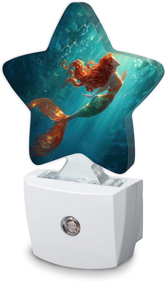 Beautiful Mermaid Night Light,Plug Into Wall Decor Nightlights for Bedroom,Bathroom,Hallway,Stairway,Kitchen,with Dusk to Dawn Light Auto Sensors Led Night Lights Room Gifts