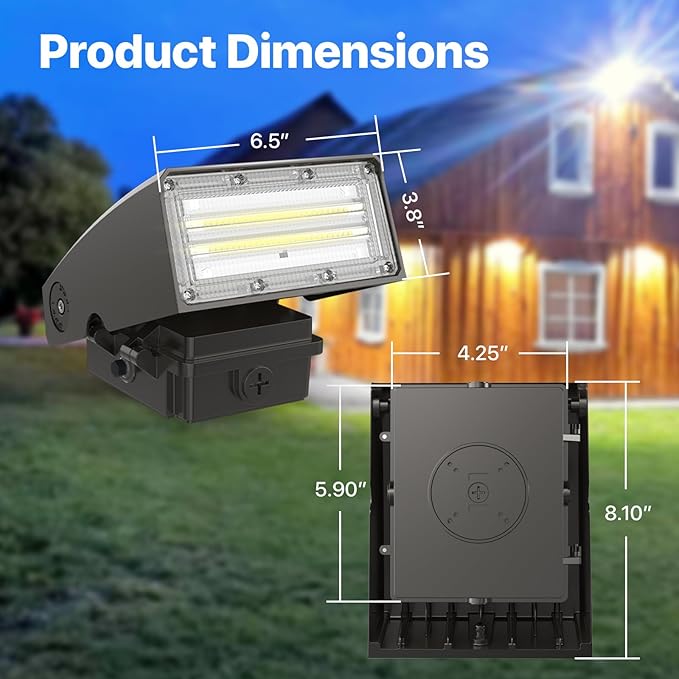 HYPERLITE LED Wall Pack 40W: 5000K ETL Listed with Dusk-to-Dawn Photocell Commerical Security Lighting - 0-90° Adjustable Small Wall Pack Lights Outdoor Led for Garage House Driveway Building Yard