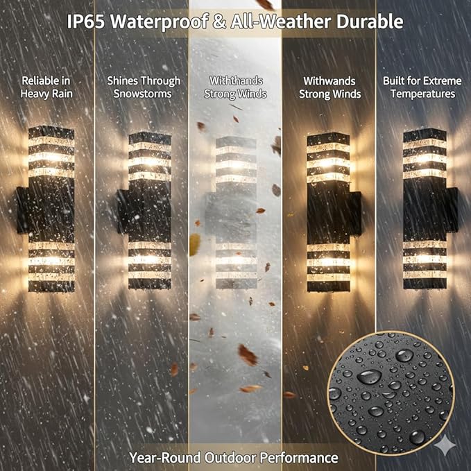 4Pack 15inch LED Up and Down Wall Lights,18W Outdoor Wall Light Aluminum Body 4000K Day White Waterproof IP65 Outside Wall Lights 1800LM Outdoor Wall Mount Lights