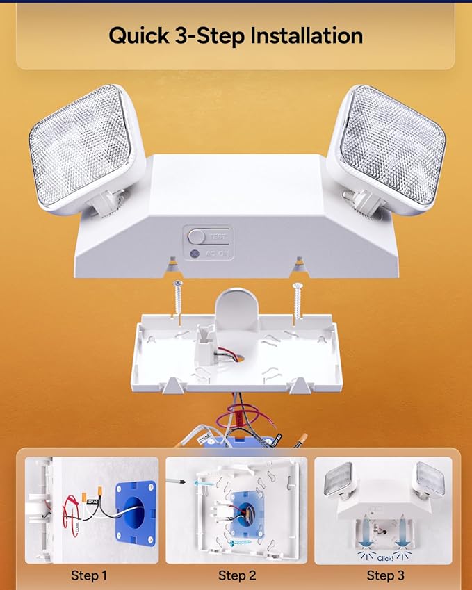 Sunco 30 Pack LED Emergency Lights, Commercial Lighting for Business, Power Outages, Offices, with Backup Battery (90 Minutes), Wall Mount, Hard Wired, 120-277V, Fire Resistant (94V-0) UL