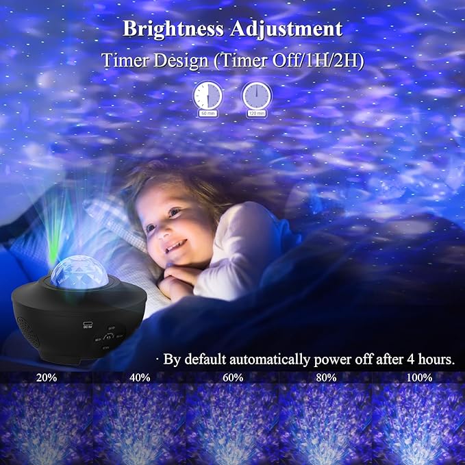 Star Projector Galaxy Light Projector, Ocean Wave Projector for Bedroom with White Noise, Bluetooth Speaker, Timer & Remote Control, Star Night Light Projector for Kids Teens