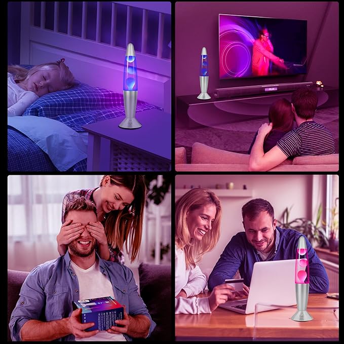 17 Color Changing Liquid Motion Lamp with Remote: 16 inches Decor LED Night Lights, Christmas Gifts Table Lamp for Adults and Kids Bedroom,Home Decoration Mood Lighting, Blue Wax