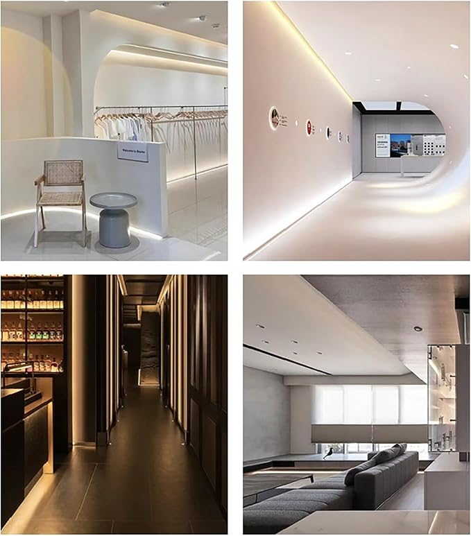 LED Aluminium Metal Baseboard Trim, Matte Grey 10Pcs 50mm x 1200mm 1.97" x 3.94' Total 39.4 ft LED Light Aluminum Wall Base Board Cover Molding Skirting Trim, Embedded Installation Downlight