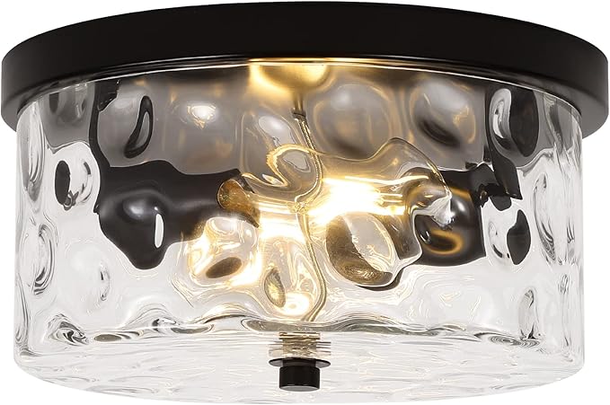 LamQee 2-Light Flush Mount Ceiling Light Farmhouse Kitchen Island Ceiling Light with Bubble Glass Close to Ceiling Light Fixture for Living Room Bedroom Foyer Hallway