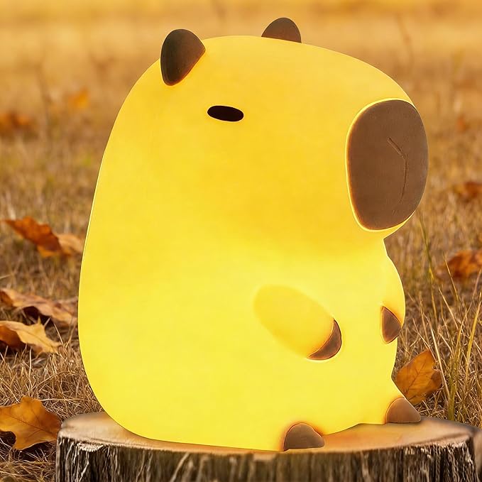 Capybara Night Light for Kids - Safe Squishy Silicone Nursery Light with Timer,Dimmable & Rechargeable Touch Bedside Lamp, Cute Capybara Gift for Boys Girls Toddlers, Baby & Kids Room Decor