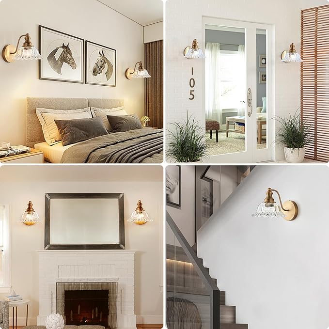 Vintage Wall Sconces Brass Wall Lights for Living Room Bathroom Sconces 2Pack