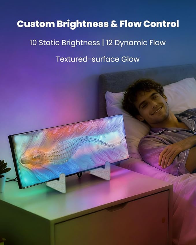 Nobiggie Crocodile Texture RGB Ambient Lighting Lamp, Artistic LED Mood Light with 85 Color Changing Modes, Cool Decorative Glow for Bedroom, Living Room, or Cozy Modern Home Decor