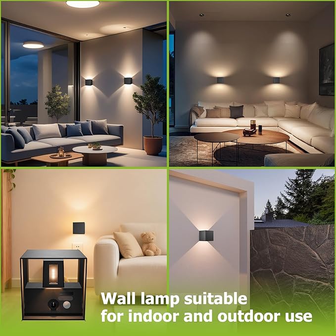 Motion Sensor Wall Light, Battery Powered with Magnetic Mount, 2 Brightness Levels, IP65 Waterproof Outdoor Wall Sconce for Stairs, Hallway, Porch, Patio (2-Pack)