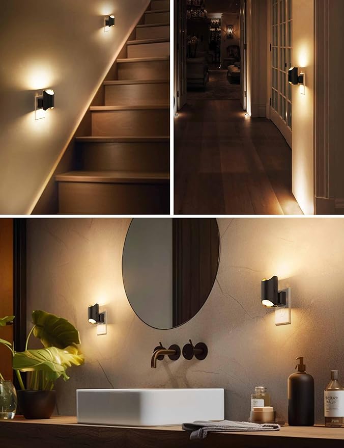 L LOHAS LED Night Light, Dimmable Night Lights Plug into Wall, Dusk to Dawn Sensor, Soft White 3000K, 0-100LM, Plug In Night Light, Modern Nightlights for Hallway Bedroom Stairway Bathroom, 2 Pack