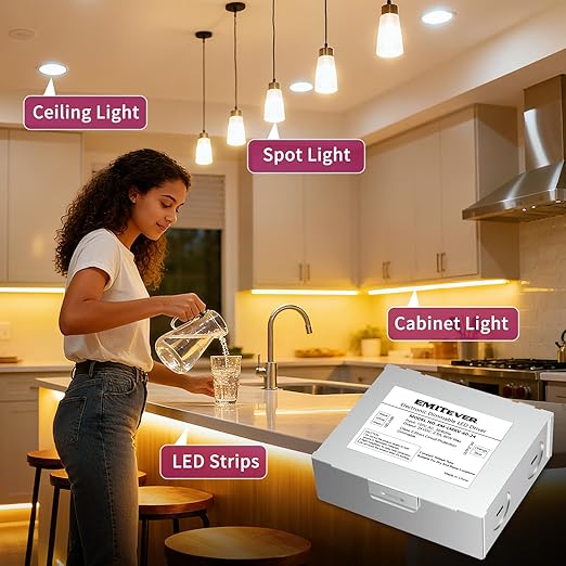 EMITEVER 60W 24V Dimmable LED Driver, Electronic Transformer, 120V AC to 24V DC Power Supply, Compatible with Lutron & Leviton Switches Dimmer for LED Strips Smooth Dimming, Class 2, ETL Certified