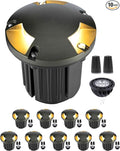 Gardenreet LED Well Lights Brass - In-Ground Low Voltage Replaceable Bulb All Weather Lighting, 12V Wired Light, Antique Bronze for Outdoor Lawn Pathway with 2700K Warm White MR16 Bulb
