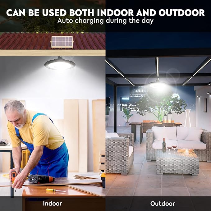 Dual Head Solar Lights Indoor Outdoor, 3000LM Solar Shed Light, IP65 Waterproof Pendant Lights Motion Sensor, Remote for Barn Patio Chicken Coop Gazebo Garage Security Lighting
