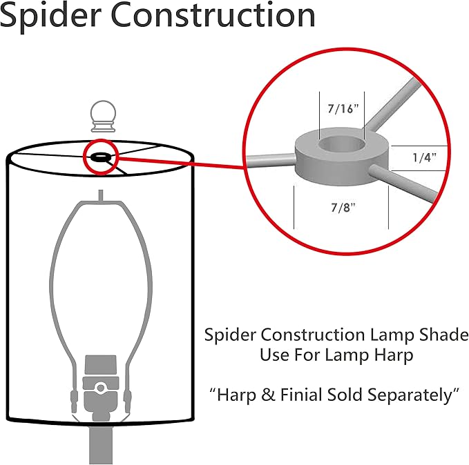 Aspen Creative 33166, Mushroom Pleated Traditional Powder White Spider Lamp Shade, 6-1/2" Top x 15" Bottom x 11" Slant