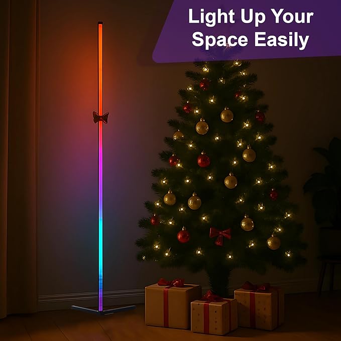 2 Pack Corner Floor Lamp – 57'' Tall RGB Lamp Modern Mood Lighting with 88 LEDs, Bluetooth App Control, and Sturdy Base for Effortless Setup