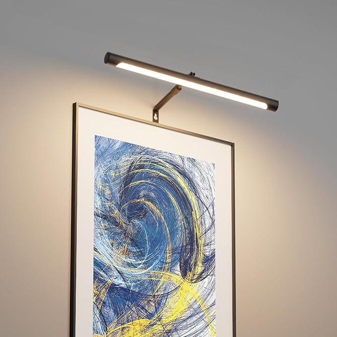 Picture Lights for Paintings Plug in, 16" Adjustable LED Picture Light Art Light with Timer, Remote Control Gallery Painting Wall Light for Picture Display Frame Dartboard Art Work (Black)