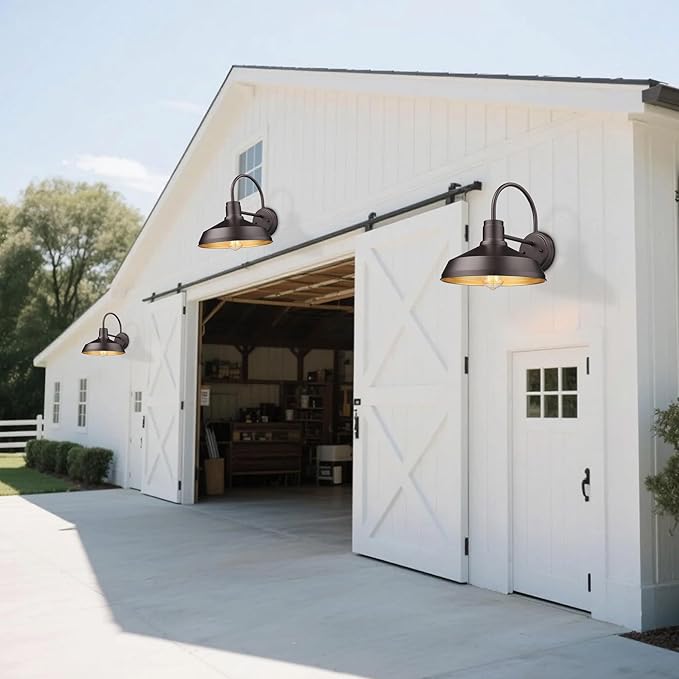 ALLGOT Exterior Barn Light, Farmhouse Wall Sconce, Porch Outdoor Wall Lighting Fixture, Gooseneck Barn Lights, Exterior Wall Mount Light, Wall Lamp (Oil Rubbed Bronze, 4 Pack)