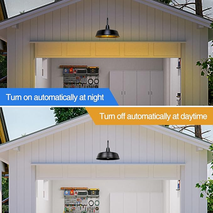 21 inch Barn Lights Outdoor Gooseneck Lighting, Dusk to Dawn Black Exterior Barn Lights, Farmhouse Wall Lighting Fixtures with Sensor for Porch Garage (2, 21" Diameter)