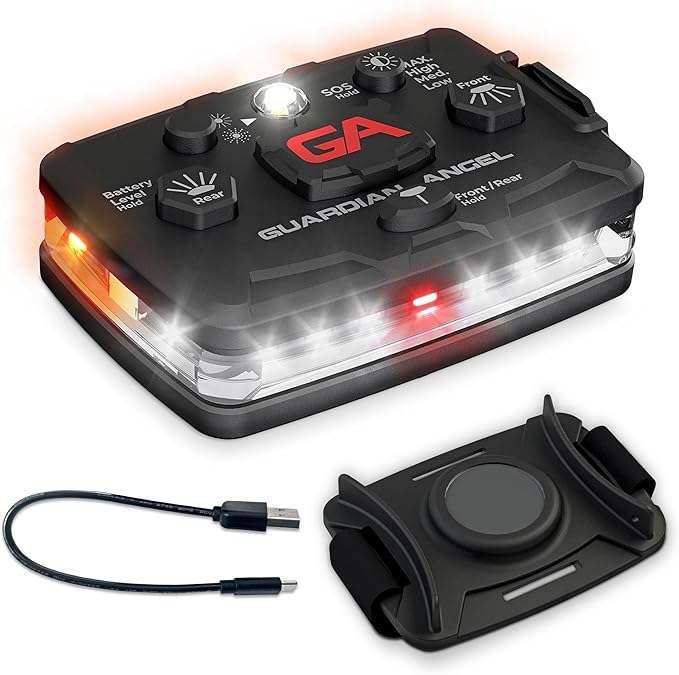 Guardian Angel Elite Series Safety Light, Beacon Device (White Front & Orange Rear) Rechargeable, Magnetic, Hands-Free Wearable, Mountable LED Light for Construction, Roadside, Towing, Industrial TEE