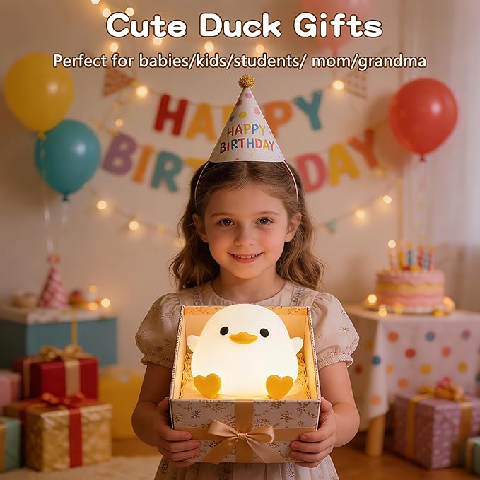 Duck Lamp,Cute DoDo Duck Night Light,Dimmable/Timer Ducky Lamp,Silicone Squishy Animal Nursery Nightlight ,Rechargeable Bedside Touch Lamp, Room Decor,Duck Gifts for Baby/Kids,White Elephant Gifts