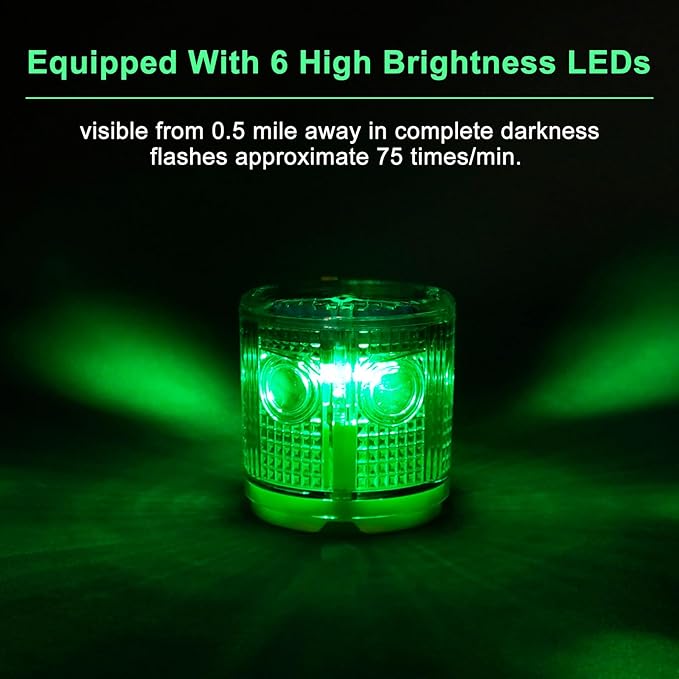 Aolyty Solar Strobe Warning Light IP54 Waterproof LED Flashing Safety Light Bright Warning Lamp Outdoor with Switch for Construction Traffic Dock Marine Beacon Road Signs (Green)