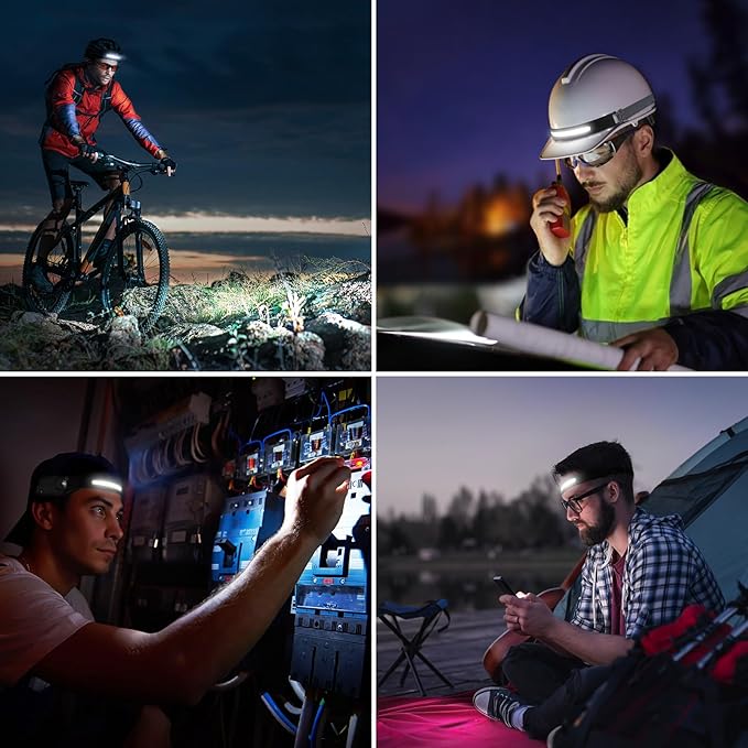 Lepro LED Headlamp Rechargeable - Super Bright Motion Sensor Head lamp with 1200 mAh Battery, 230°COB Wide Beam & Adjustable Spotlight, IP44 Waterproof Headlight for Camping, Hiking, Running, 2 Pack