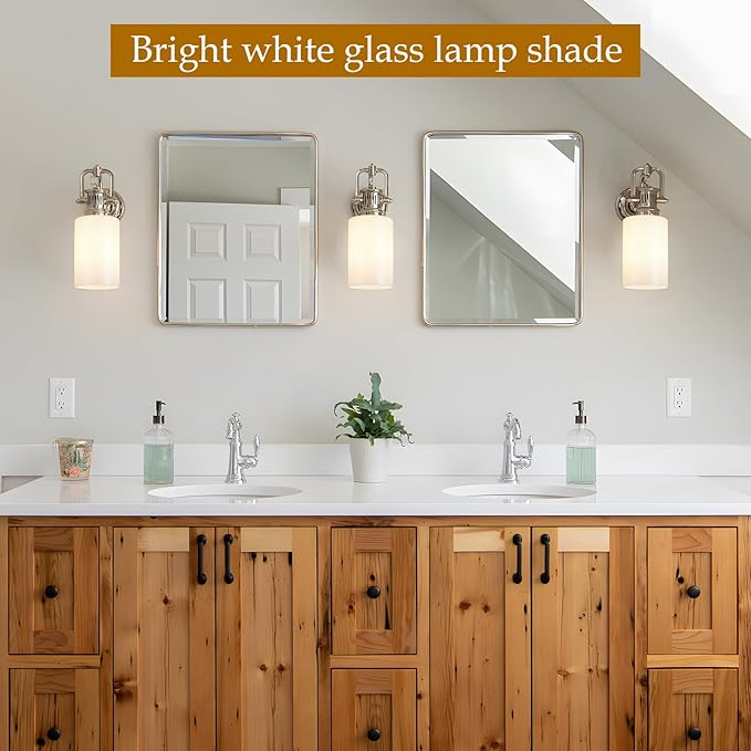 8 Pack White Opal Glass Shades Covers, 5.5in Height, 3.5in Diameter, 1-5/8in Fitter, Glazed Cylinder Glass Lamp Shade Replacement for Pendant Light Wall Sconces Chandelier