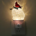 Christmas Night Light Plug into Wall Glitter Water Nightlight with USB/Outlet Options, Christmas Cardinal and Pinecone Decorative Nightlight for Bedroom Holiday Decorations (Cardinal and Pinecone)