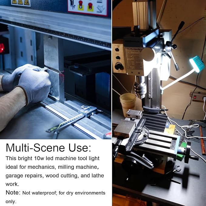 Magnetic Work Light, HengBo LED Machine Light with Flexible Gooseneck, 1500LM 7000K Bright Workshop Lamp for Lathe, Drill Press, Garage Repairs