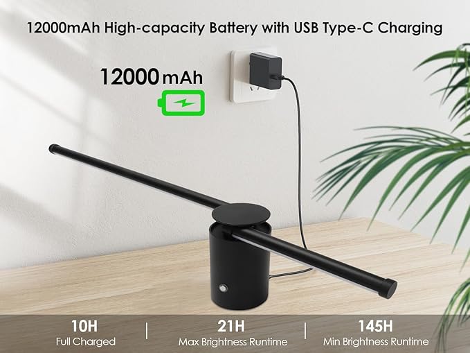 23.6 Inch Battery Operated Wall Sconce, 12000mAh Rechargeable Wall Sconce with Remote Control, Dimmable LED Wireless Wall Light for Bedroom, Living Room, 15 Colors, 180° Rotate, Black, 1 Pack