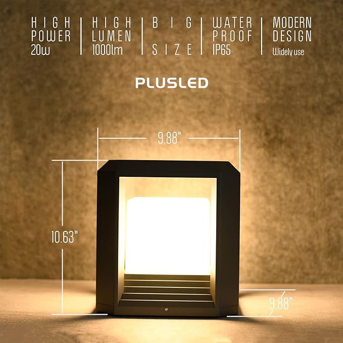Outdoor Post Lights for Deck, Fence, and Yard - Hard Wired 120V Waterproof Column Lights, 20W 3000K LED Pillar Lights Outdoor for Garden Driveway Patio - ETL Listed Modern Exterior Lighting