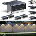 Solar Fence Lights Outdoor - 3000/4000/6000K 3 Mode, IP65 Waterproof Fence Lights Solar Powered, Dusk to Dawn Solar Light for Outside, Backyard/Step/Patio/Deck/Stair Railings and Wall (8 Pack)