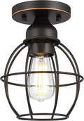 GRUENLICH Semi Flush Mount Ceiling Light Fixture for Outdoor and Indoor, E26 Medium Base 60W Max, Metal Housing and Metal Cage, Bulb not Included, 1-Pack, Oil Rubbed Bronze Finish