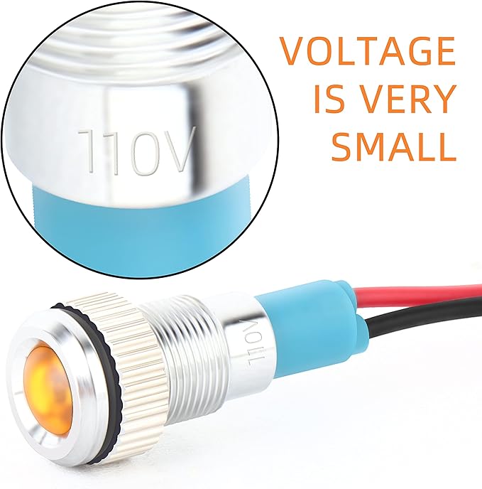 GASHER 110V/24V/12V 20mA Energy Saving Indicator Light Mounting Hole Size 12mm(1/2 inch) Green Yellow Red Blue White 5 PCS（110V）